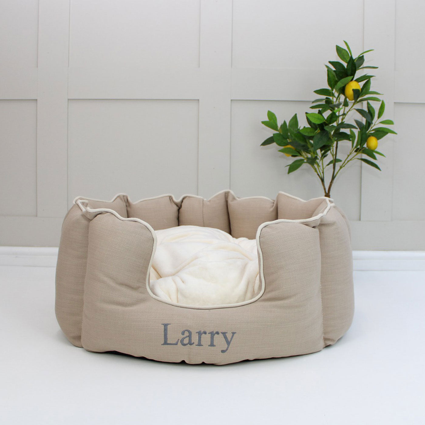 High Wall Bed For Cats With Removable Covers in Savanna Oatmeal by Lords & Labradors