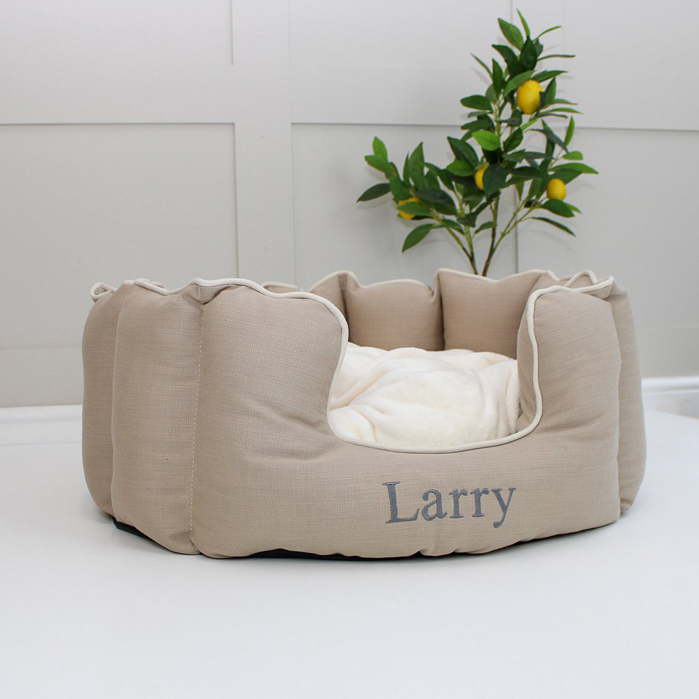 High Wall Bed For Cats With Removable Covers in Savanna Oatmeal by Lords & Labradors